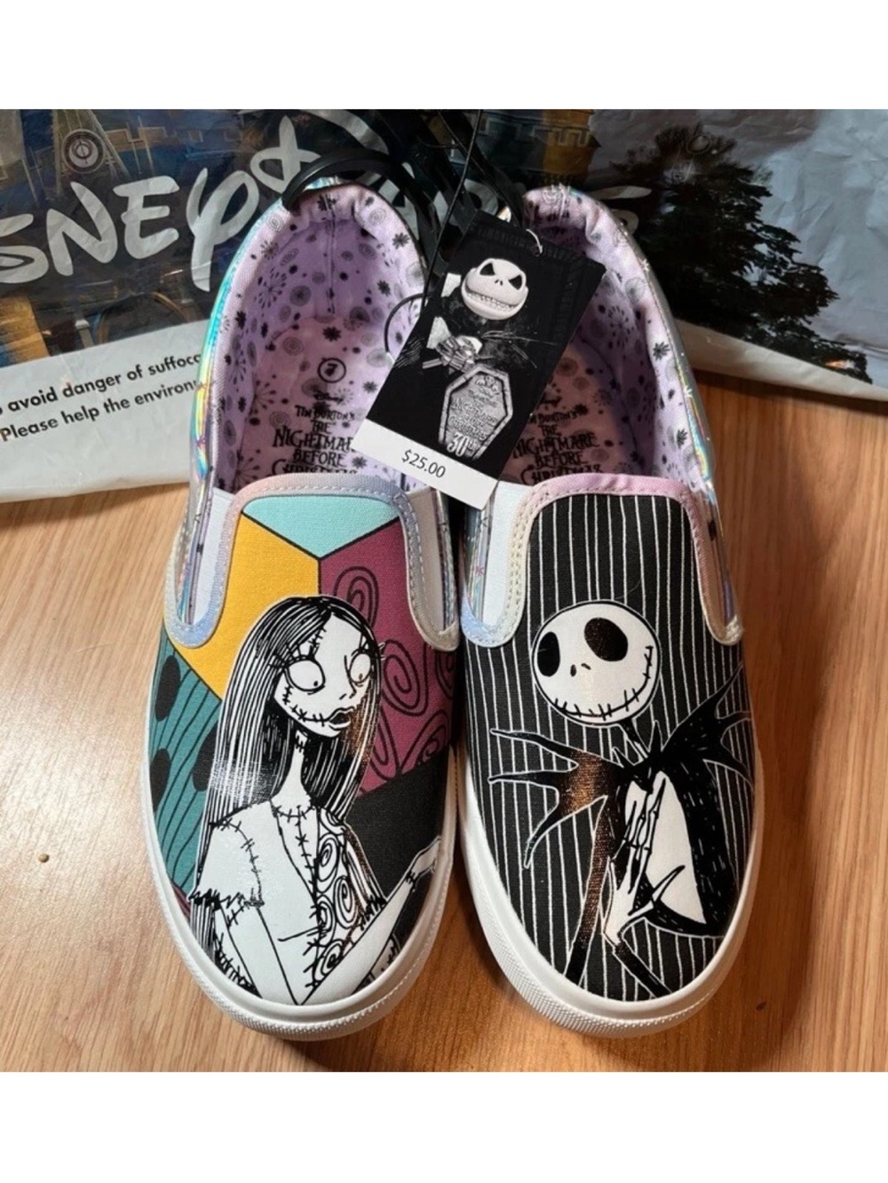 Nightmare Before Christmas Jack & Sally Low Top Slip On Sneakers Womens Size 7
